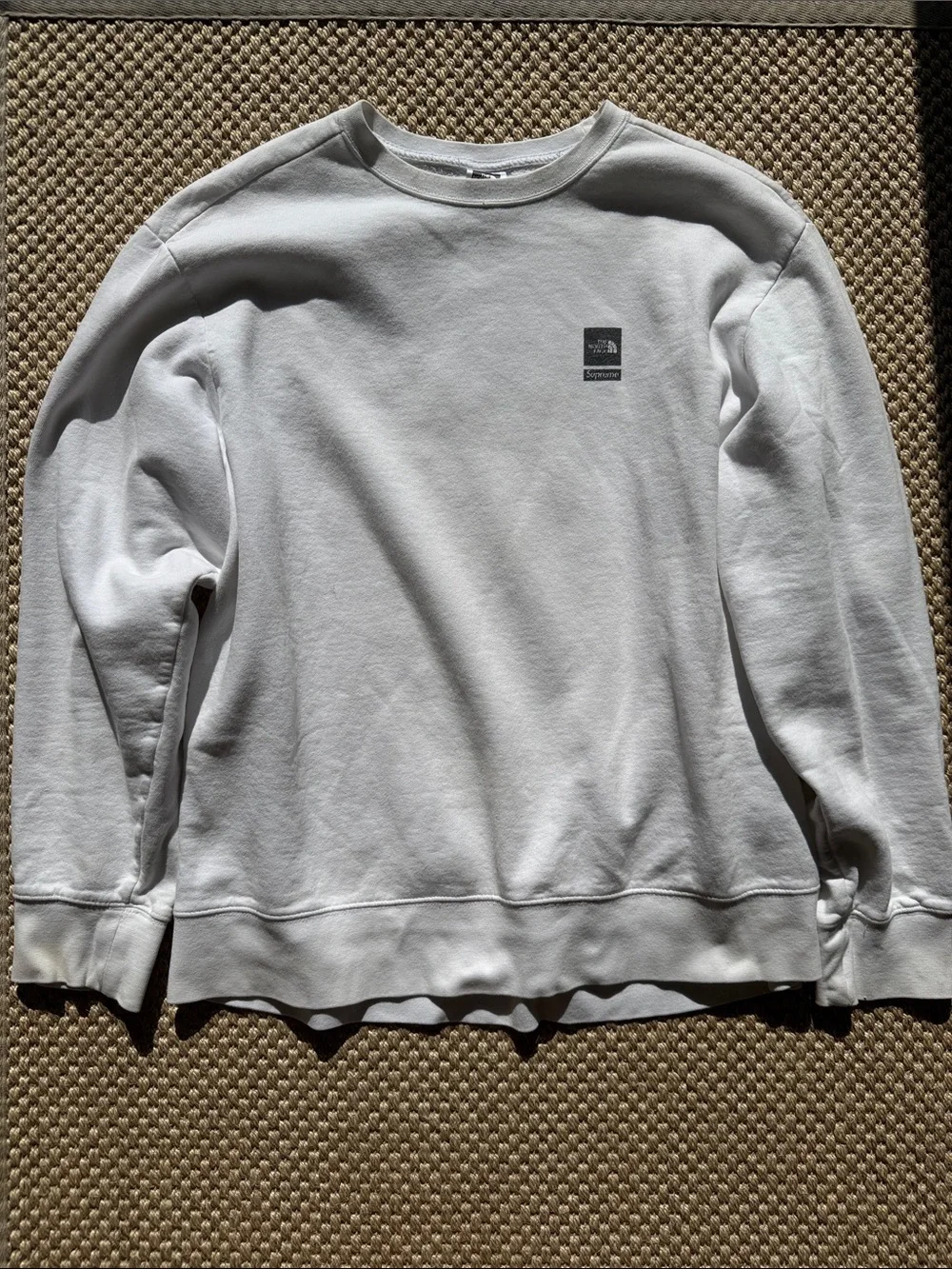 The North Face Supreme White Minimal Logo Crewneck Sweatshirt - Men's XL